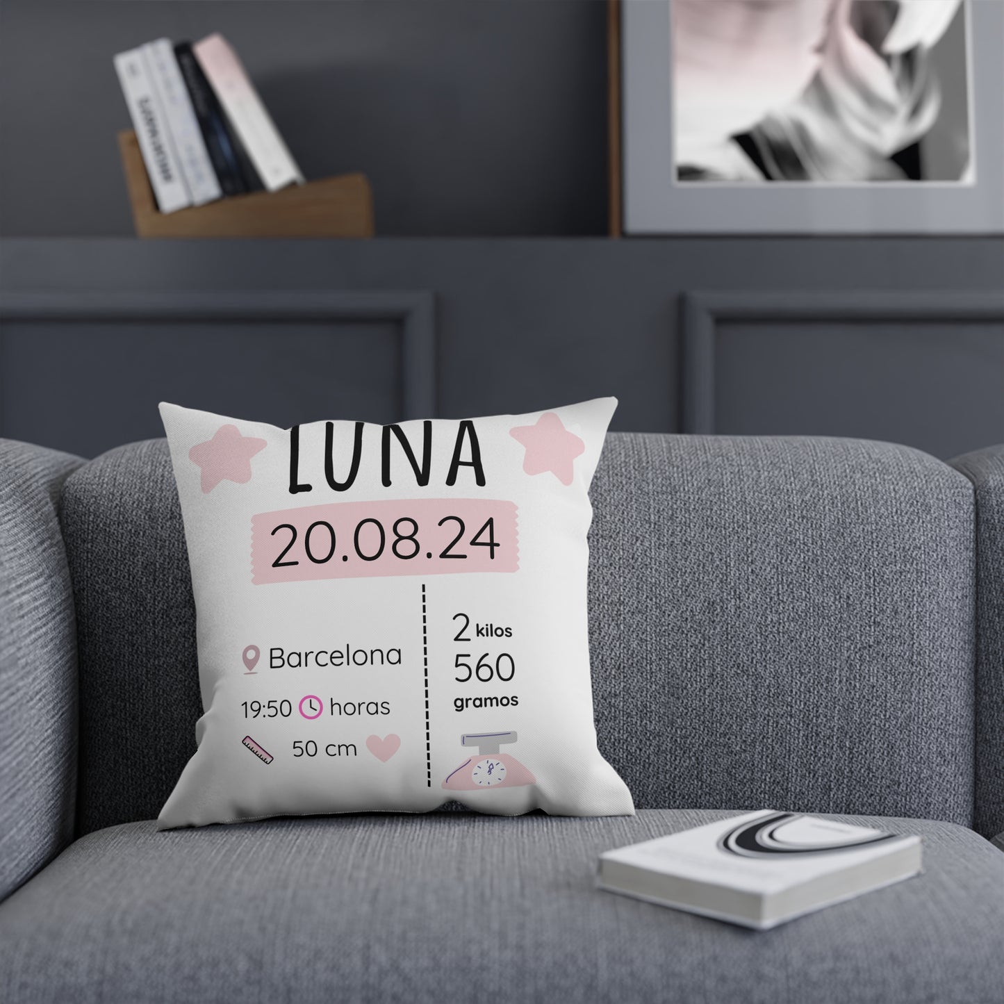 Cojín decorativo personalizado para habitación de bebé